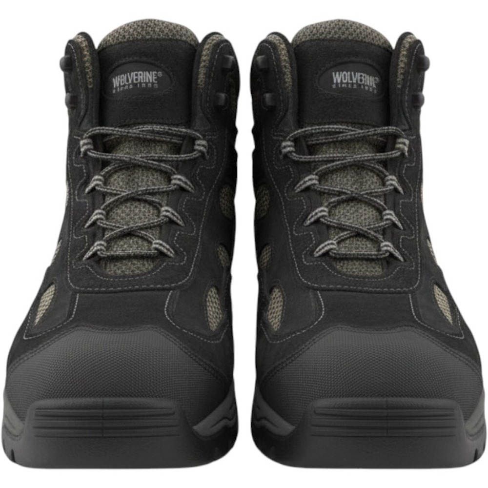 Wolverine Work, Hiking Boots Size 12 Black Leather Mesh Steel Toe.